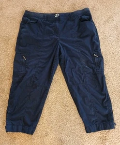 Chico's Capris Talla 3 (US XL/16) Azul Marino con Cremallera Izquierda Laterales Cintura Cómoda - Imagen 1 de 10