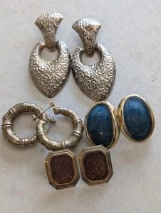 RETRO! BITCHIN' 80'S 4 PAIR PIERCED EARRING LOT - Picture 1 of 6