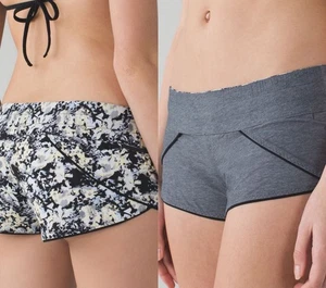 Lululemon Water Reversible Surf Short Crosscourt Petal Coal Black Clarity Sz 8 - Picture 1 of 7