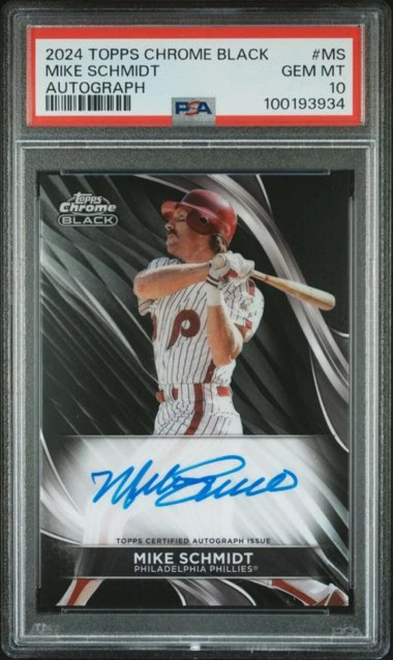 2024 Topps Chrome Black Mike Schmidt PSA 10 GEM MINT Auto Phillies - Image 1 of 2