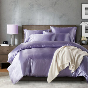 100% Satin Silk Bed Sheet Set Home Decor Bedding Set Luxury Large King