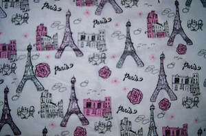 1 Yard Paris Sliver Bling Pink White Cotton Quilting Fabric 53" X 44" - Picture 1 of 2