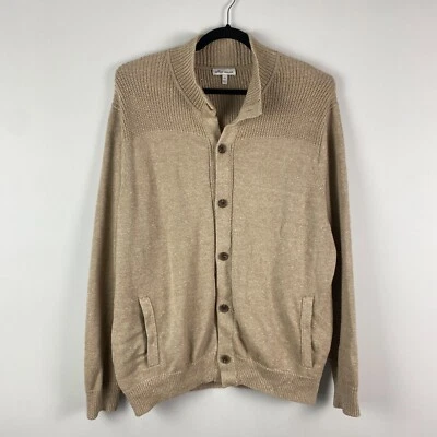 Cárdigan Peter Millar Crown Cool en Madera de Haya Tostado Talla XL Lana Merino Lino Foto 1 de 4