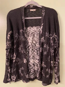 Maurices Black Floral Long Sleeve Cardigan Size Medium - Picture 1 of 7