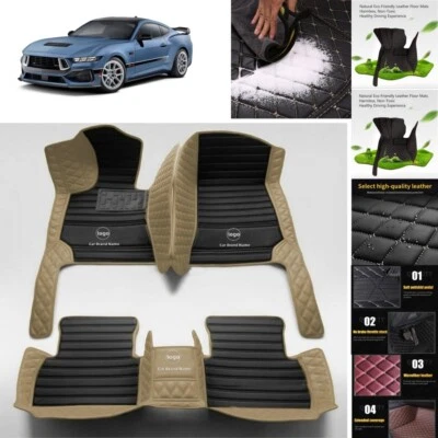 For Ford Mustang All Models Car Floor Mats Luxury Waterproof Carpet Cargo Custom - Imagem 1 de 4