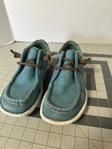 Justin Boots Hazer Moc Toe Slip Ons Womens Blue Flats Casual JL170 Size 8M - Picture 1 of 10