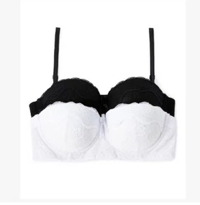 Chinese Laundry Lot of Two Demi Style Lace Bras Size 36C Black / White - Picture 1 of 1