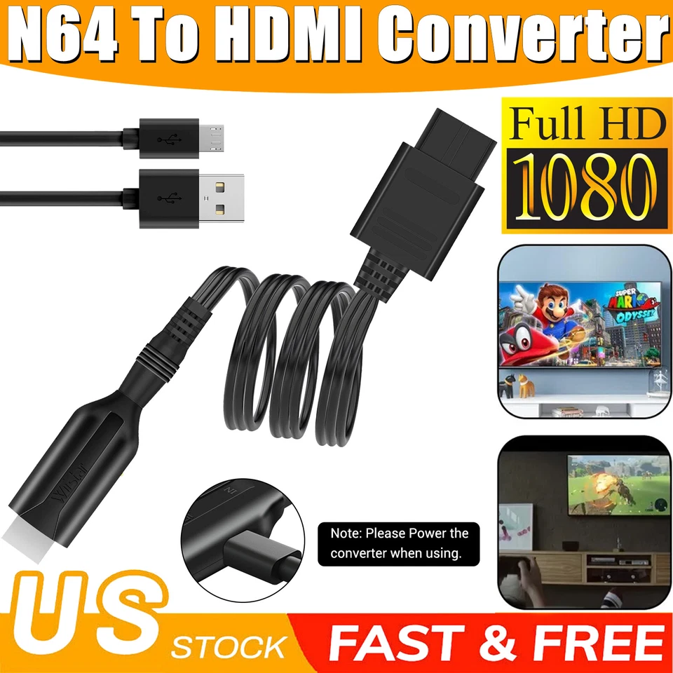 Adaptador convertidor N64 a HDMI cable de enlace HD para Nintendo N64 / Gamecube / SNES Foto 1 de 4
