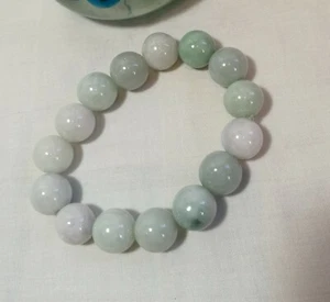 Certified Genuine grade A Jadeite jade 13mm beads bracelet L20cm adjustable - Picture 1 of 5