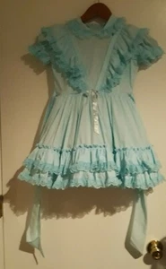 VTG Betty Oden Girl Dress Frilly Lace  Powder Blue  Full Skirt Crinoline USA  - Picture 1 of 8