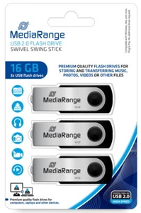 Mediarange USB Stick 16GB Speicherstick Swivel Swing silber 3er Pack - Bild 1 von 2