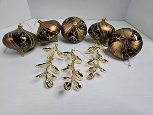 Christbaumschmuck braun gold Zwiebel Mistelzweig bruchsicher - Bild 1 von 6