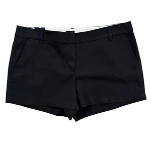 J.CREW Classic Chino Shorts Womens Black Cotton Flat Front 3.5" Size 14 - Picture 1 of 12