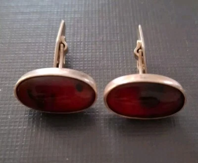 Vintage Manschettenknöpfe aus 835 Silber Bernstein 20x11mm 7g Gemarkt KH - Bild 1 von 4