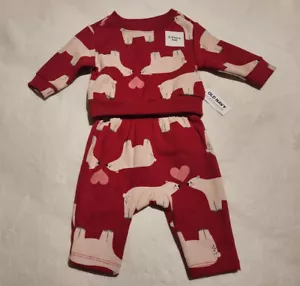 NWT Old Navy Polar Bear Print Sweatshirt Pants Outfit 2PC Set Baby Girl - Picture 1 of 1