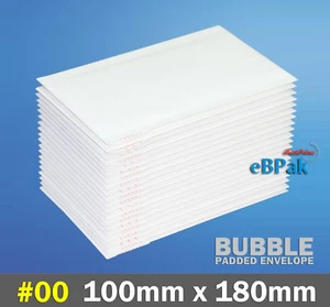 Bubble Mailer 00 100 x 180mm Plain Blank White Padded Bag Envelope - Picture 1 of 12