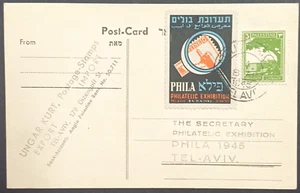 1945 PHILA exposición filatélica postal mandato palestino sello - Imagen 1 de 3