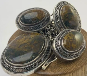 Huge Vintage Jewelry Set Ring Earring Necklace Pendant Chain Sterling Silver 925 - Picture 1 of 6