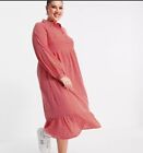 ASOS Yours Shirt Dress Midi Red White Heart Polyester Valentines New US Size 20