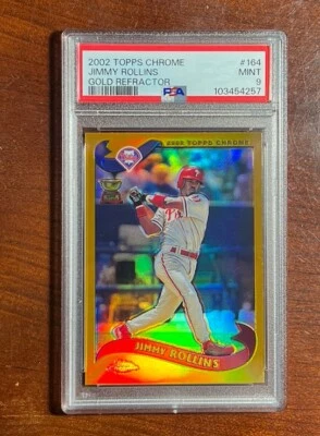 2002 Topps Chrome Jimmy Rollins Rookie Cup🏆GOLD🥇REFRACTOR🌈PSA 9🚨POP 4⭐️0⬆️ - Image 1 of 2