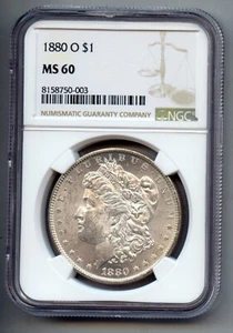 1880 O Morgan Silver Dollar NGC MS 60 - Picture 1 of 4