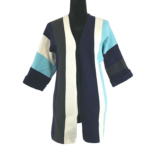 OFF WHITE Maglione Cardigan Goodnight Macaroon Crema Grigio Blu Righe Lungo Small