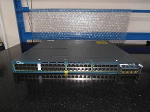 Cisco WS-C3560X-48T-S 48 Port Gig Switch C3KX-NM-10G 2 C3KX-PWR-350WAC ipserv. - Picture 1 of 4