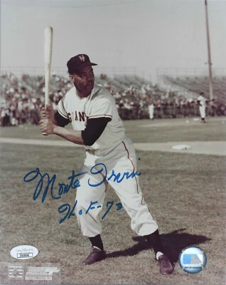 Monte Irvin, New York Giants — Autographed 8x10 with "HOF '73" inscription — JSA - Image 1 of 2