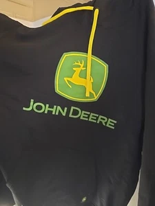 JOHN DEERE Green Work Farm Tractor Hooded Hoodie Logo Sweatshirt Mens Medium - Picture 1 of 4