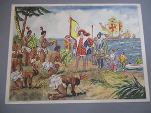 AT142 AFFICHE SCOLAIRE ECOLE ROSSIGNOL CHRISTOPHE COLOMB AMERIQUE - GUTENBERG - Imagen 1 de 4