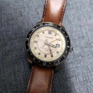 TRUME Swing Generator GMT Automatic Watch Luxury Timepiece brown leather Rare - Picture 1 of 6