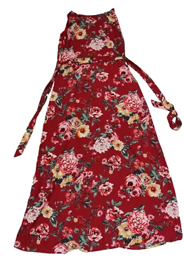 Everly Maxi Size S Multicolored Dark Red Floral Sleeveless Dress - Image 1 of 4