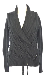 TED BAKER Cardigan Jumper Cable Knit Shawl Collar Wrap Pom Pom Wool Angora 2 - Picture 1 of 18