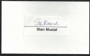 Cardinals HOF Stan Musial (d.13) Signed Autograph Mounted Cut Index Card C - Picture 1 of 1