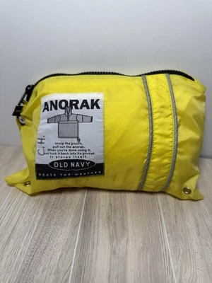 Винтажный старый темно-синий упаковываемый Anorak куртка средний желтый серый трубки  - Изображение 1 из 4