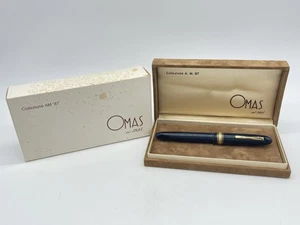 1987 OMAS AM 87 18K Extra Fine Nib Briarwood Blue Fountain Pen w/ OMP Box - Picture 1 of 8