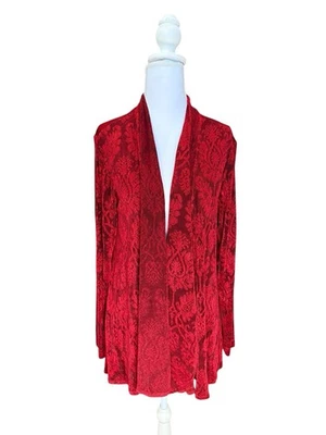COLDWATER Creek Women’s Red Open Front Long Sleeve Cardigan Small Christmas - Image 1 of 4