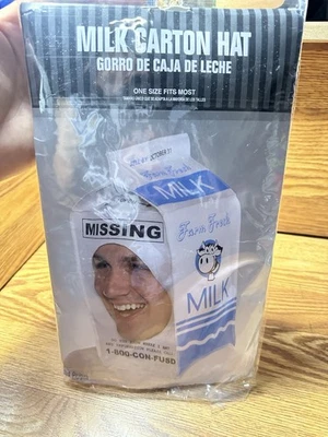 "Missing" Milk Carton Hat Halloween Costume Dress Up Cosplay New - Image 1 of 2