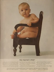 1965 Burroughs Wellcome PRINT AD süßer Babysessel - Andy Vintage 1960er Pharma - Bild 1 von 5