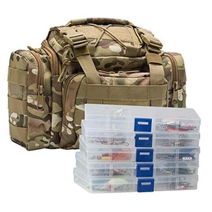 Fishing Tackle Bag 5 Boxes with 60 Lures Included Loaded Stocked Tackle Box - Picture 1 of 7