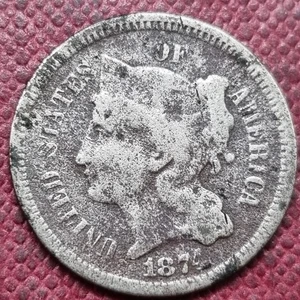 1874 Three Cent Piece Nickel 3c Circulated #96853 - Picture 1 of 2