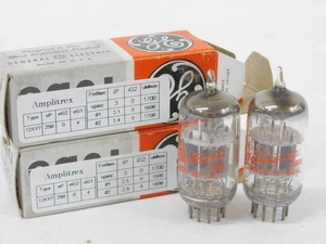 GE 12AY7 NOS 1961 Gray Plate Round Getter Audio Tube (excellent matched pair) - Picture 1 of 6