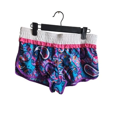 OP Juniors Sz M Pull On Athletic Water Shorts Bright Purple Pink Paisley - Image 1 of 3