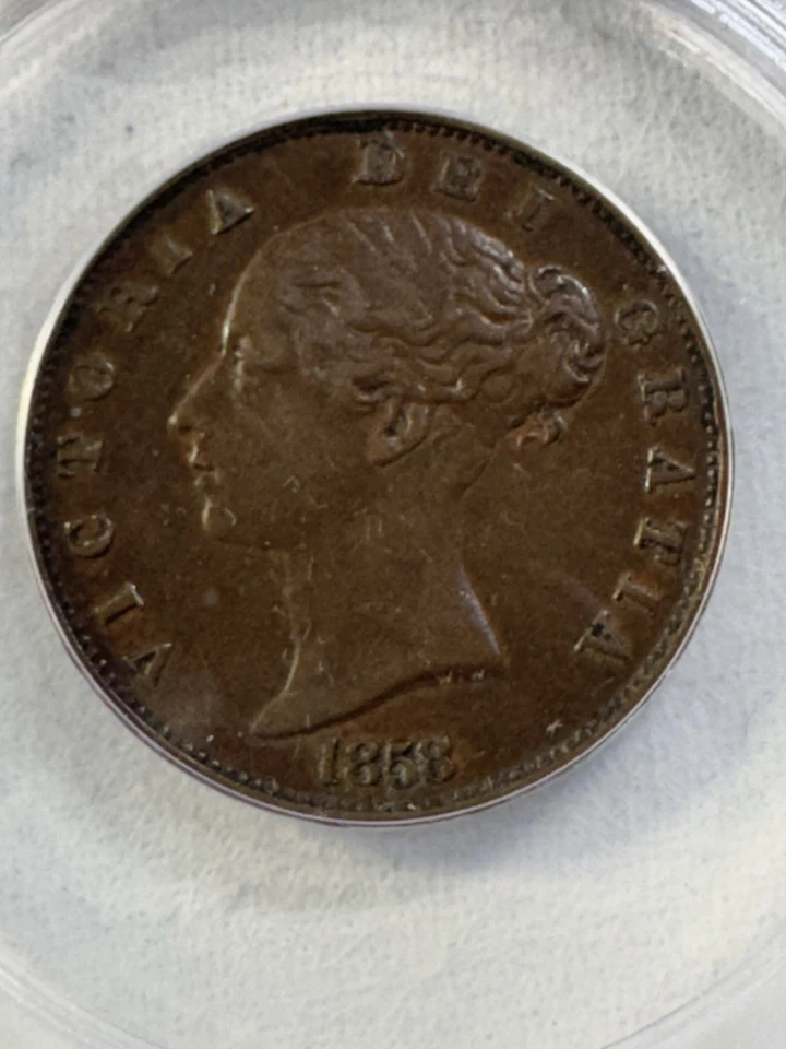1858 Great Britain Half Penny Graded AU 50 by ANACS - Image 1 of 4