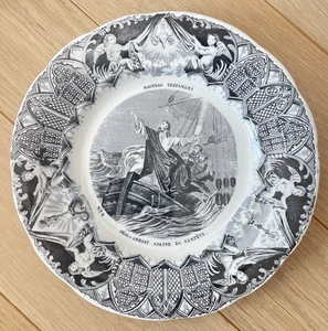 Ancienne Assiette parlante Creil Montereau Nouveau Testament Jésus la tempête 4 - Picture 1 of 2