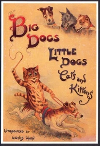 Moderne LOUIS WAIN Postkarte: Katzen & Hunde (Ref: Mayfair 094) kostenloser Versand - Bild 1 von 2