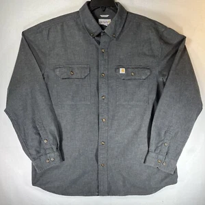 CARHARTT X-Large Long sleeve Button Up Shirt Workwear Double Pockets Gray - Picture 1 of 13
