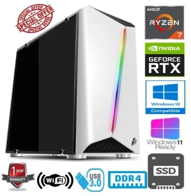RYZEN GAMING PC - AMD RYZEN 7 2700X 16GB RAM 1TB SSD NVIDIA GEFORCE RTX3060 12GB - Image 1 of 4