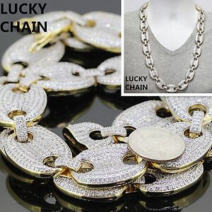 29"18K GOLD FINISH BLING OUT HEAVY GUCCI LINK CHAIN NECKLACE 25mm 312g U