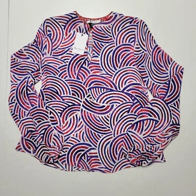 Nueva Blusa Top Robert Graham ELIZABETH $298 Para Mujer Talla XS X-PEQUEÑA Mezcla Seda Foto 1 de 4